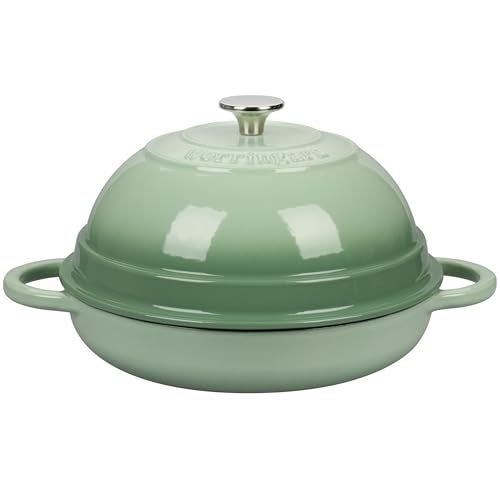 VORRINGARD Cast Iron Enameled Dutch Oven Pot with Lid for Bread Baking, Bread Oven, 6 Quart, Green - Image 1