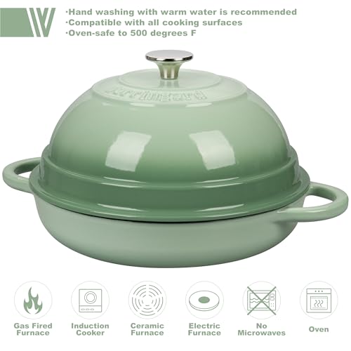 VORRINGARD Cast Iron Enameled Dutch Oven Pot with Lid for Bread Baking, Bread Oven, 6 Quart, Green - Image 3