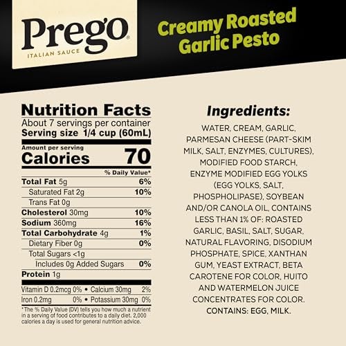 Prego Creamy Roasted Garlic Pesto Pasta Sauce, 14.5 oz Jar - Image 2