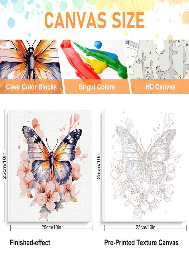 Offito Framed Paint by Numbers Kit for Adults Beginners & Kids Ages 8-12, Butterfly Flowers Acrylic Easy Paint by Number with Frame, Paint by Number Kits on Canvas Framed (10 * 10 Inch, without Easel) - Image 2