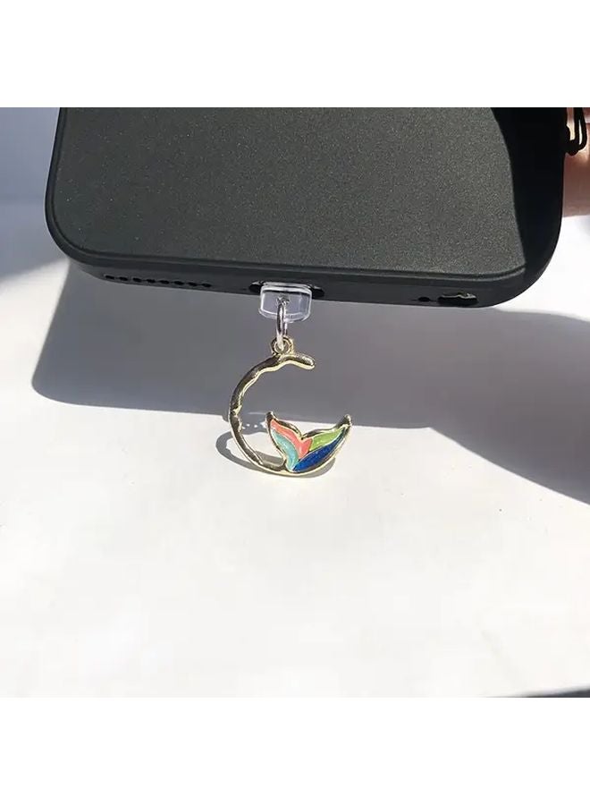 Mermaid Tail Phone Dust Plug For Type C Port Alloy Phone Charm And Charging Port Protector - Image 5