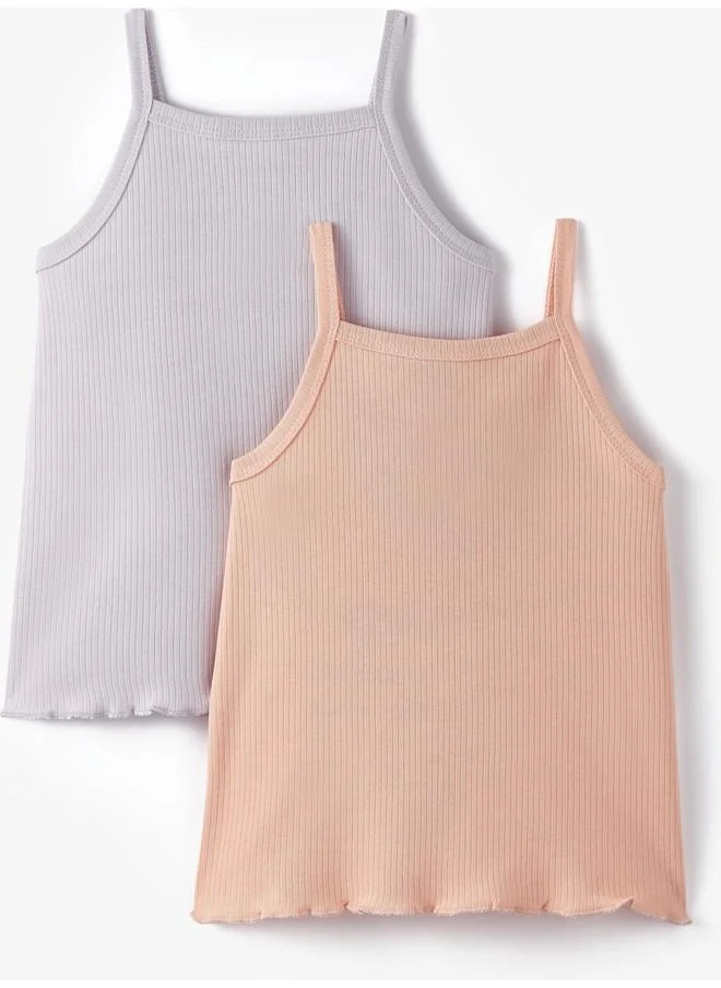 JUNE June Girls 2-PackEmbroidered Tank Top Peach - Lilac