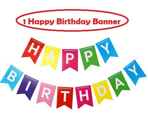 HK balloons 51Pcs Set Rainbow Happy Birthday Banner And Assorted Multicolour Card Stock Paper Balloons For Birthday Decoration - Image 2