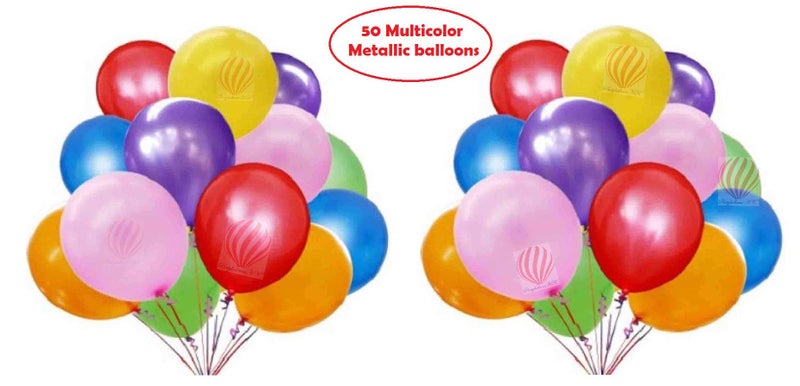 HK balloons 51Pcs Set Rainbow Happy Birthday Banner And Assorted Multicolour Card Stock Paper Balloons For Birthday Decoration - Image 3