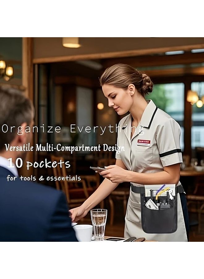 Adjustable Utility Belt Apron Multi Pocket Durable Fabric Waist Bag For Waitress Nurse Hairdresser - Image 3