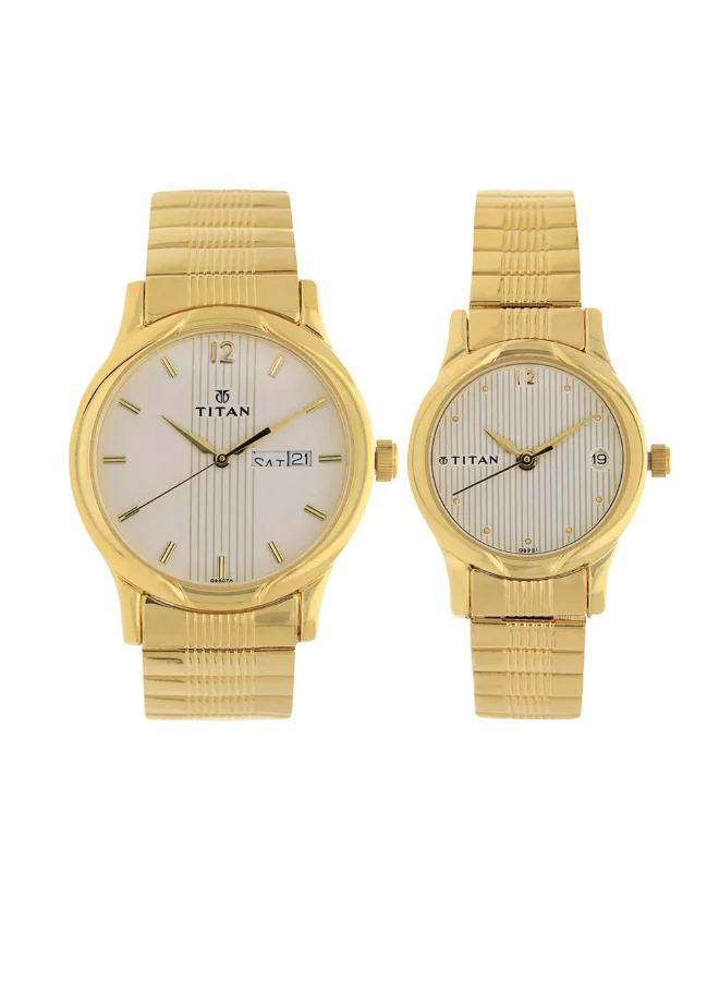 TITAN Unisex's Metal Analog Watch 15802490YM04 - 28 mm