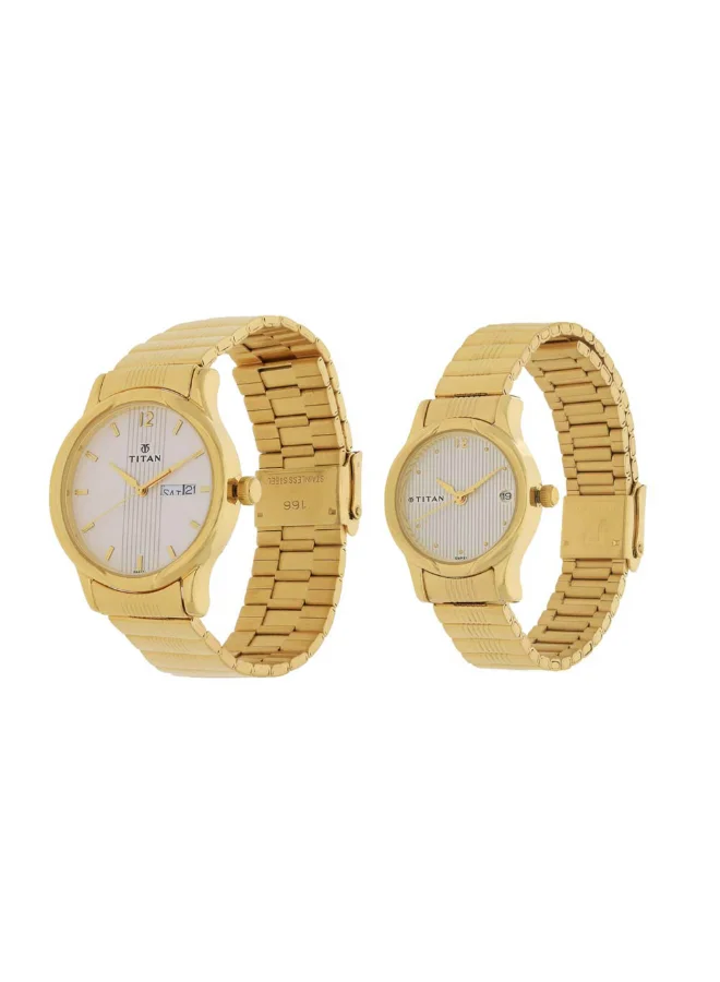 TITAN Unisex's Metal Analog Watch 15802490YM04 - 28 mm