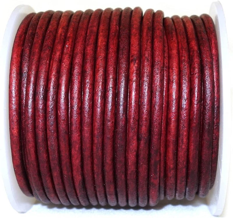 cords craft 1.5mm Round Leather Cord, Genuine Leather for Jewelry Making, DIY Craft Work, Necklace & Hobby Projects, 21.87 Yards (Red Wine) - Image 2