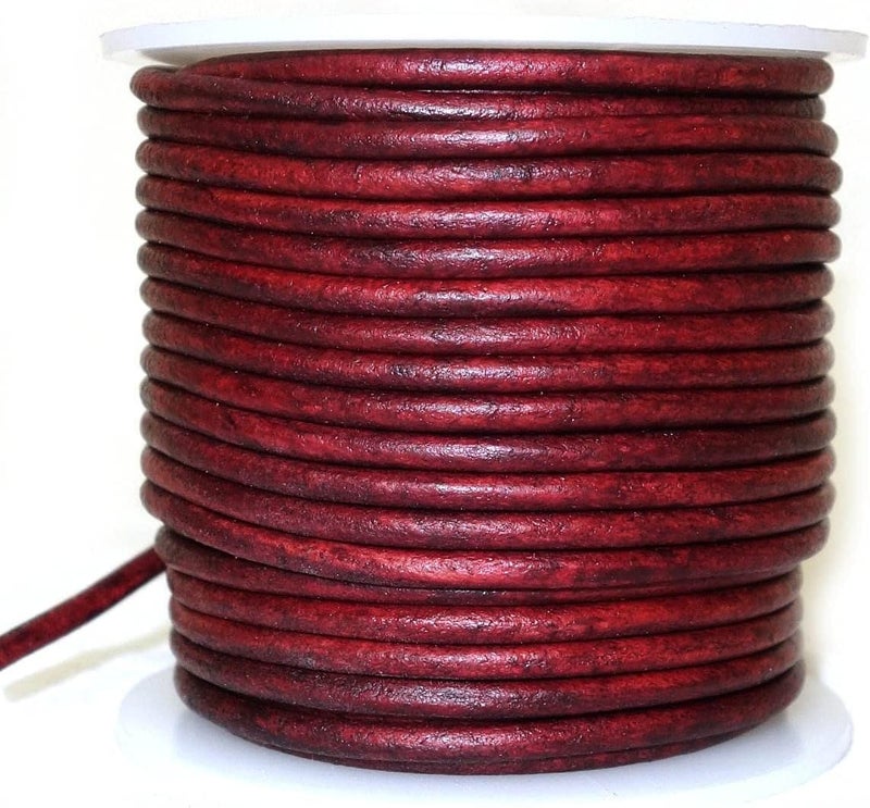 cords craft 1.5mm Round Leather Cord, Genuine Leather for Jewelry Making, DIY Craft Work, Necklace & Hobby Projects, 21.87 Yards (Red Wine) - Image 1