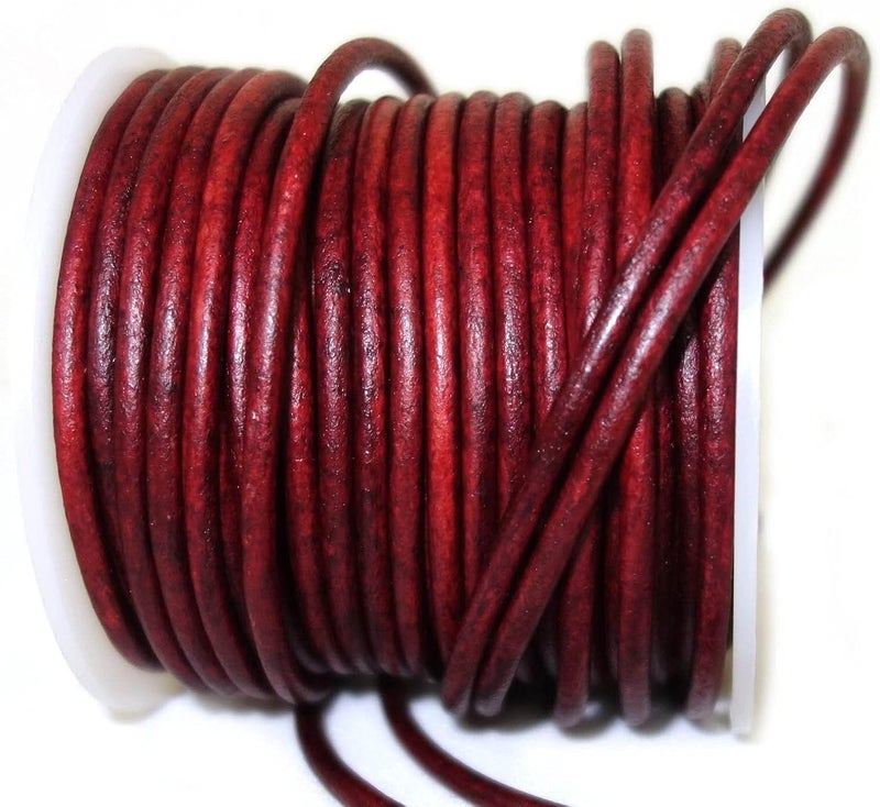 cords craft 1.5mm Round Leather Cord, Genuine Leather for Jewelry Making, DIY Craft Work, Necklace & Hobby Projects, 21.87 Yards (Red Wine) - Image 3