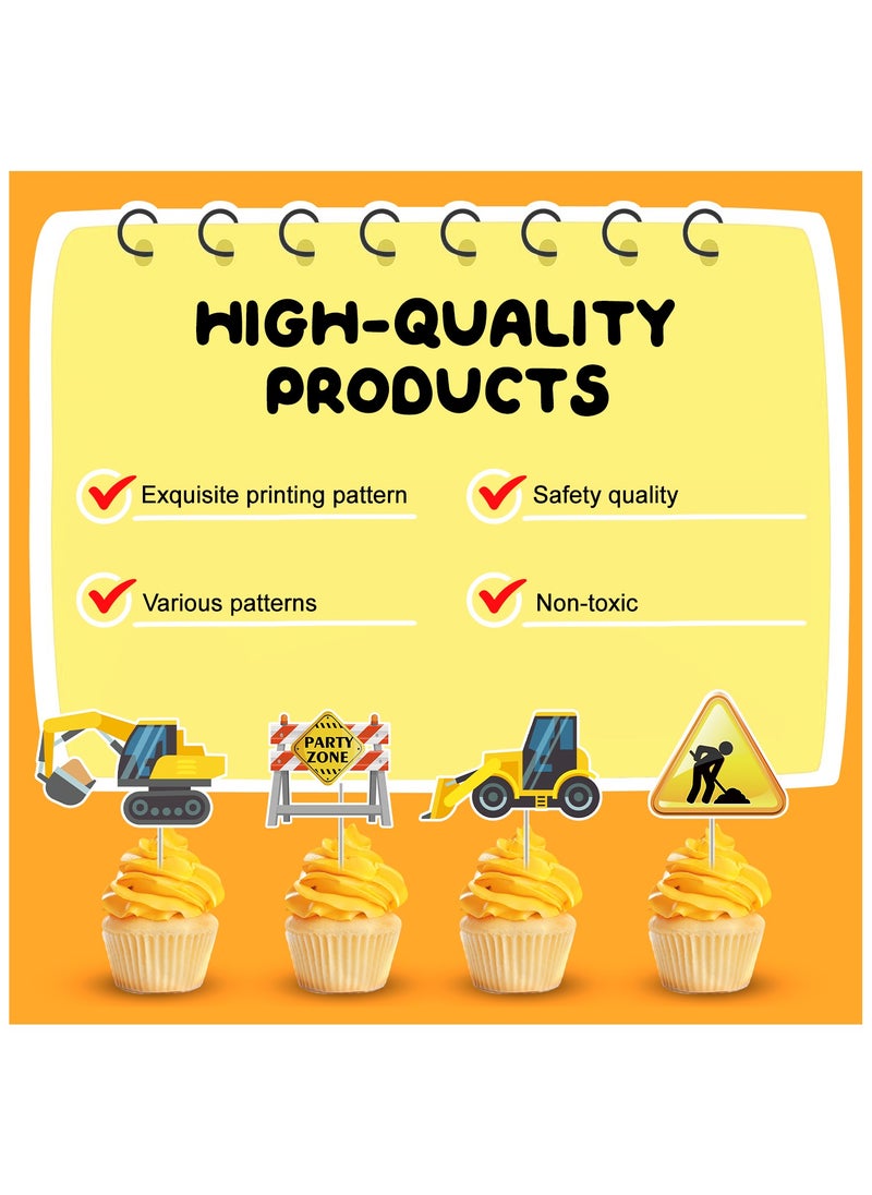 FRUITFUL PARTY - Construction Cake Topper, 13 Pcs Construction Cake Decorations Set-Construction Birthday Cake Topper  Construction Cupcake Toppers/Excavator Cupcake Toppers for Construction Birthday Party Supplies - Image 1