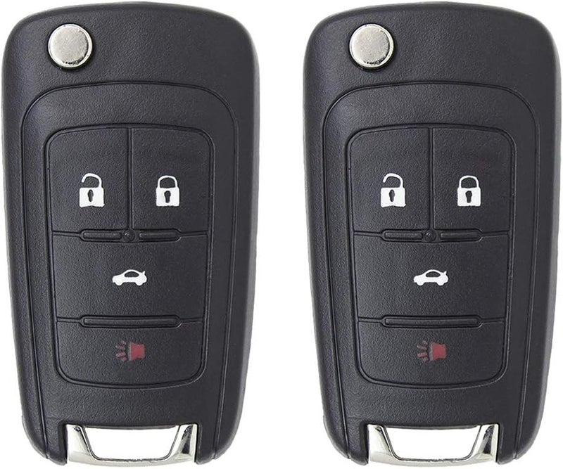 Keyless2Go Replacement 4 Button Flip Car Key Fob (2 Pack) - Image 1