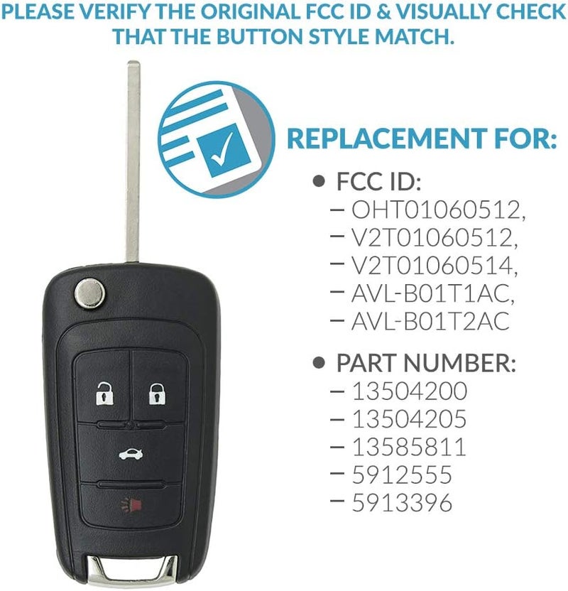 Keyless2Go Replacement 4 Button Flip Car Key Fob (2 Pack) - Image 4