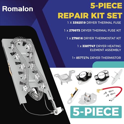 Romalon 3387747 Heating Element For Whirlpool Cabrio heating element WP3387747 Dryer Heating Element For Whirlpool GEW9250PW1 GEW9250PW0 wed5600xw0 Dryer Parts Including 279816 279973 and 3392519 By Romalon - Image 2