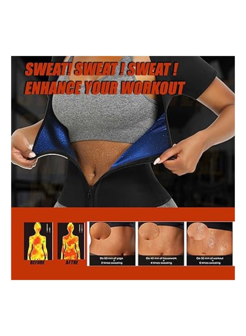 SYOSI Slimming Sauna Suit for Women Sweat, Weight Loss Waist Trainer, Gym Workout Tops Body Shaper Sweat Suits, Sweat Vest Workout Fajas, Running Sports Yoga Clothes (XL)  - Image 2