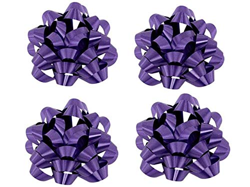 Worlds Purple Gift Wrap BowsSatin Finish Confetti BowsChristmas Ribbon Gift Bows 4 Inch 12 Pack