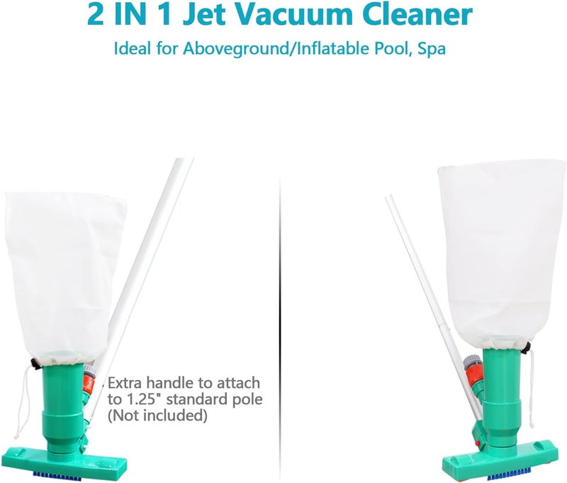 POOLWHALE Upgrades Pool Spa Pond Mini Jet Vac Vacuum Cleaner w/Brush, Bag,6 Sections Telescopic Pole of 56.5" and Handle - Image 5