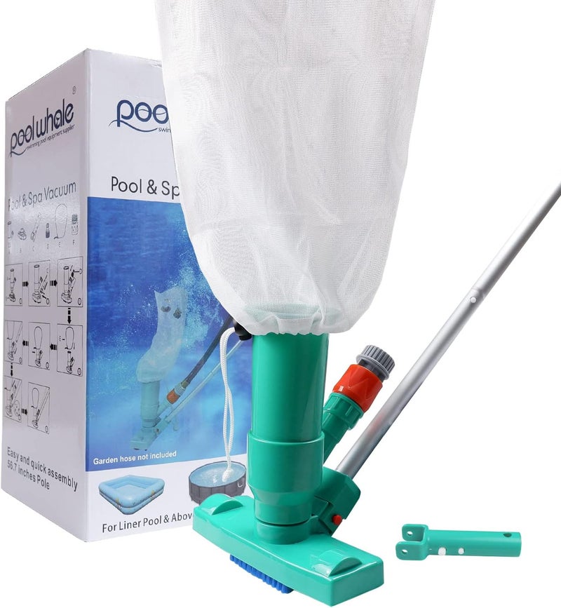 POOLWHALE Upgrades Pool Spa Pond Mini Jet Vac Vacuum Cleaner w/Brush, Bag,6 Sections Telescopic Pole of 56.5" and Handle - Image 1