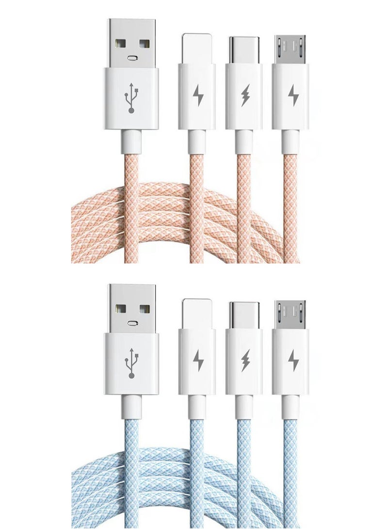 6A fast charging braided data cable three in one charging cable suitable for Apple, Huawei, Android 120W - Image 2