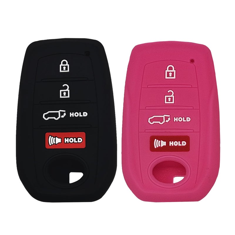 Autobase Key fob Cover for Toyota 2025 Camry 20192026 Land Cruiser 20212026 Venza Hilux Fortuner 20232026 Highlander Tundra Corolla bZ4X Prius 4 Buttons Black and Pink