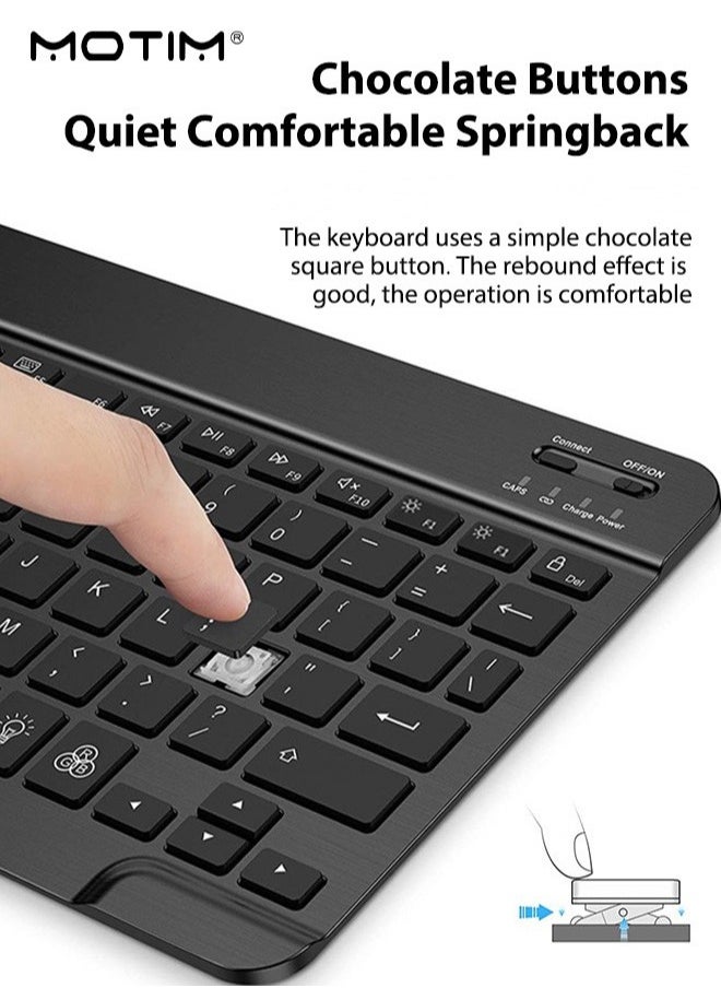 Ultra-Slim Bluetooth Keyboard, Arabic English Layout, 7 Colors RGB Backlit Keyboard, Portable Compact Wireless Keyboard Set for Android Windows Tablet Cell Phone iPhone iPad Pro Air Mini, iPad OS/iOS 13 and above