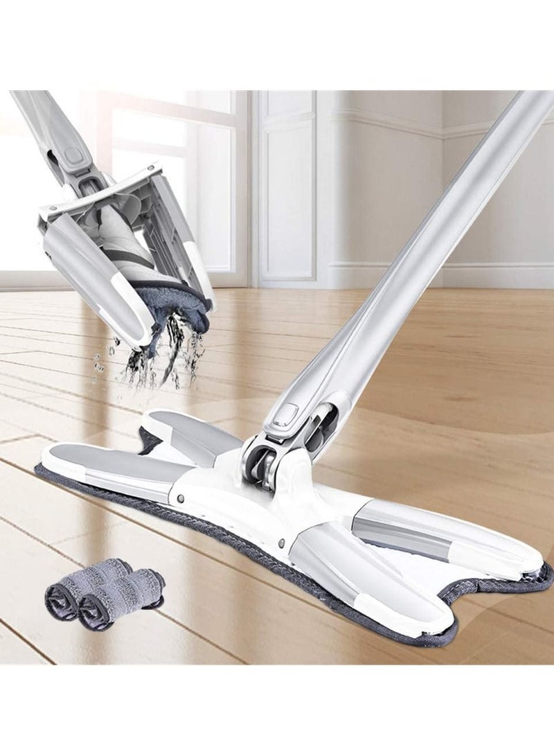 ممسحة أرضية يدوية من نوع X مع غسيل يدوي خالي من اليدين ممسحة مسطحة مع وسادات ميكروفايبر قابلة للاستبدال أدوات تنظيف الأرضيات المنزلية سهلة العصر - Image 1
