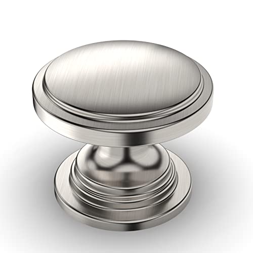 Amerdeco 25 Pack 1-1/4 inch Kitchen Cabinet Knobs Brushed Satin Nickel Cabinet Knobs Bedroom Dresser Drawer Knobs Single Hole Cabinet Handles - Image 1