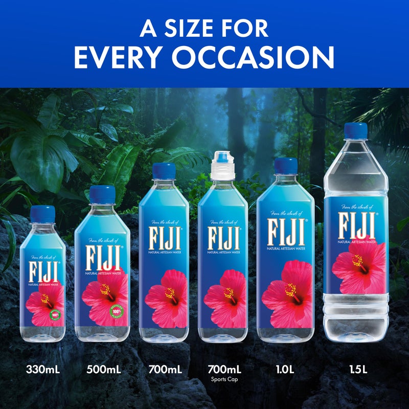 FIJI Natural Artesian Bottled Water 500 mL / 16.9 Fl Ounce (Pack of 6) - 100% Recycled Plastic - Image 2