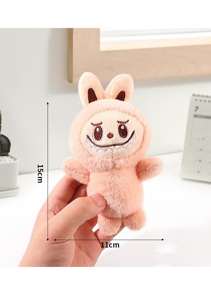 Labubu pink plush toy, can also be used as a keychain or pendant. 15 cm x 11 cm