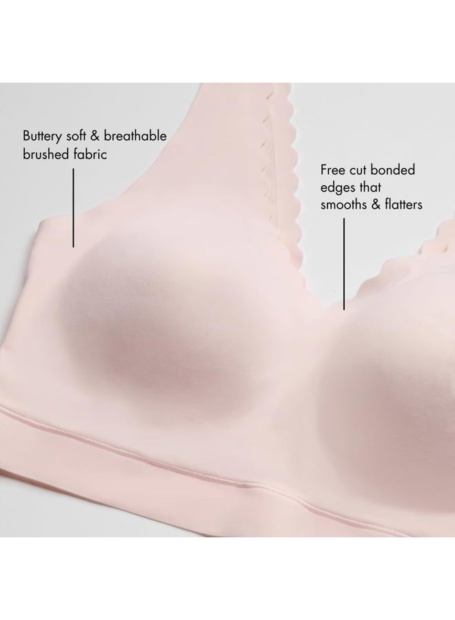 Floatley Cozy Scalloped Bra Comfort Wirefree Full Coverage Seamless Bra with Embedded Pad for Women, Pastel Lilac, XL - Image 4
