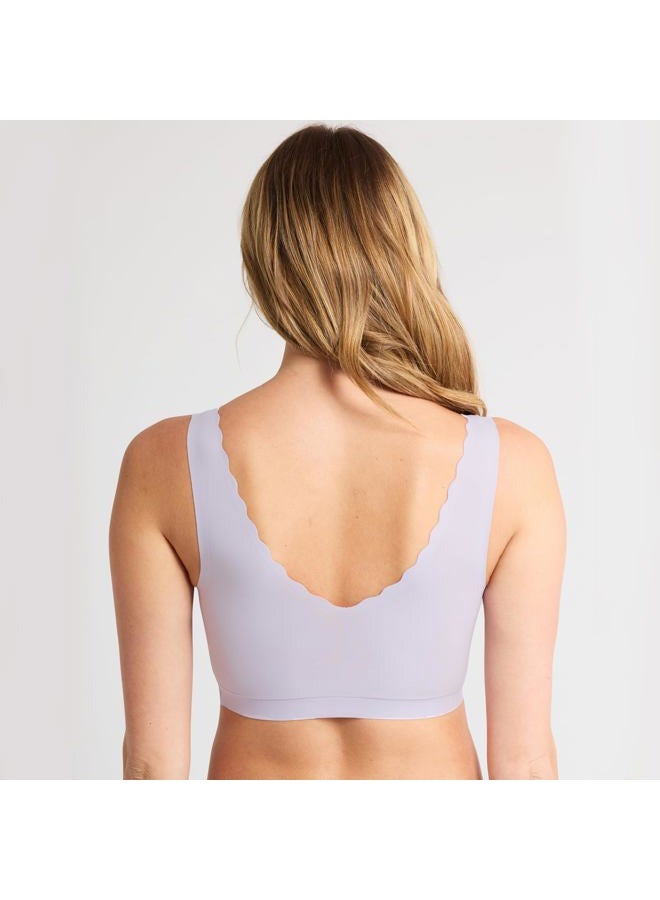 Floatley Cozy Scalloped Bra Comfort Wirefree Full Coverage Seamless Bra with Embedded Pad for Women, Pastel Lilac, XL - Image 3