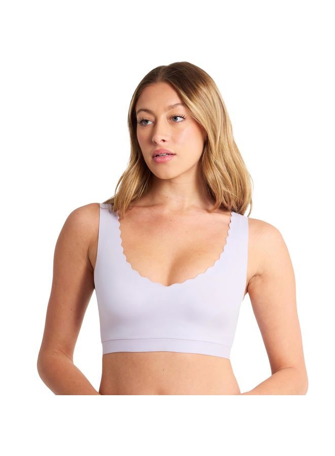 Floatley Cozy Scalloped Bra Comfort Wirefree Full Coverage Seamless Bra with Embedded Pad for Women, Pastel Lilac, XL - Image 1