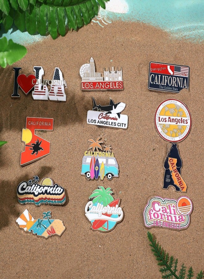 Konohan 12 Pcs California Magnets for Refrigerator Metal Fridge Magnet Magnetic California Souvenirs Gifts USA State Magnetic Los Angeles City Refrigerator Stickers, USA Flag, Coconut Tree - Image 4
