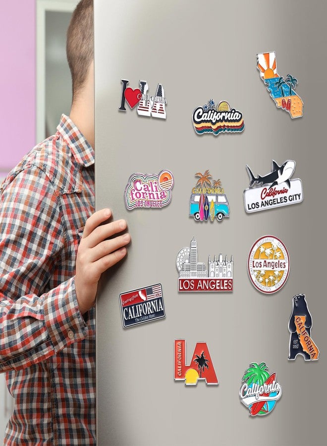 Konohan 12 Pcs California Magnets for Refrigerator Metal Fridge Magnet Magnetic California Souvenirs Gifts USA State Magnetic Los Angeles City Refrigerator Stickers, USA Flag, Coconut Tree - Image 5
