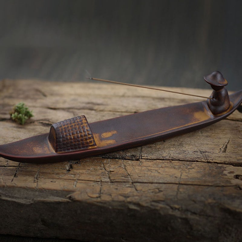1pc Boat Incense Burner Ceramic Incense Burner Heating Burner Home Decor - Image 1