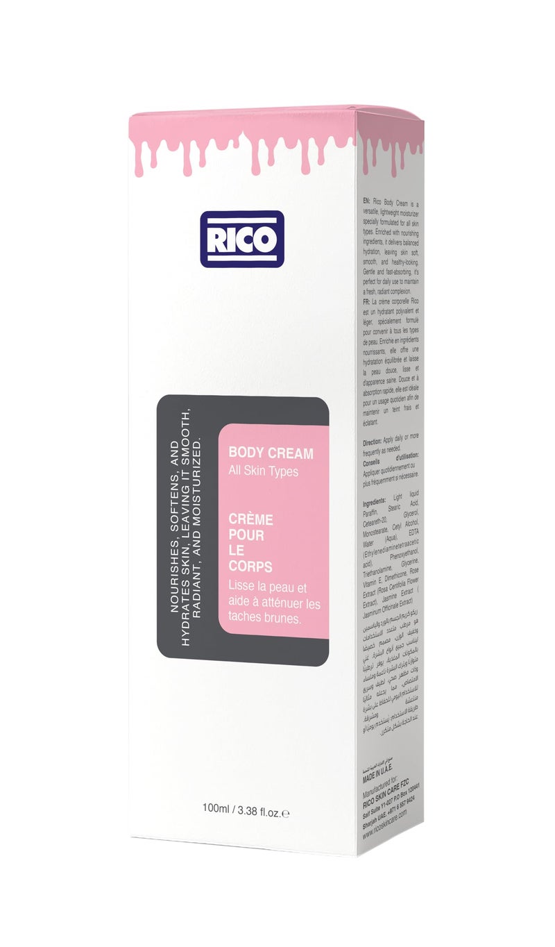 RICO SKINCARE Body Moisturizer for Dry Skin, Cream with Glycerine, Vitamin E, Dimethicone, 100ml - Image 4