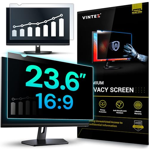 VINTEZ 23.6 Inch 16:9 Privacy Screen for Computer Monitor and Laptop - Anti Glare Protector Film Blue Light Filter Eye Protection - Computer Screen Privacy Shield, [1 Pack] - Image 1