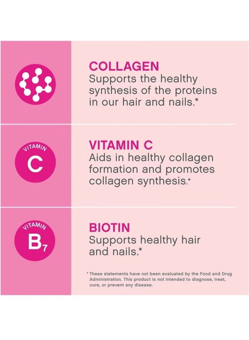 لايفسل ببتيدات الكولاجين الفائقة + فيتامين سي والبيوتين، 3 غرامات من الكولاجين لكل حصة، خالٍ من الغلوتين، يعزز صحة الشعر وجمال البشرة ودعم الأظافر، مكمل غذائي، 60 كبسولة - Image 2
