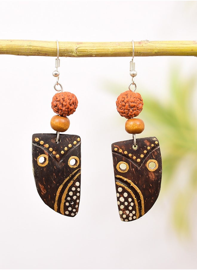 N & H Eco-friendly Handmade Jewellery Coconut Wooden Earrings Lightweight Hoopwire Earrings Bohemian Pendant Dangle Earrings Set  - Image 2