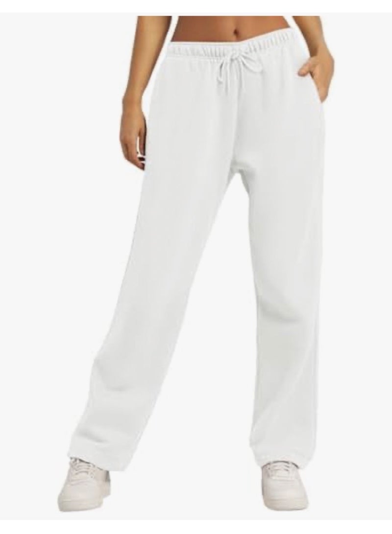 AUTOMET Women’s Fleece Lined Sweatpants, Wide Straight Leg Pants - Image 1