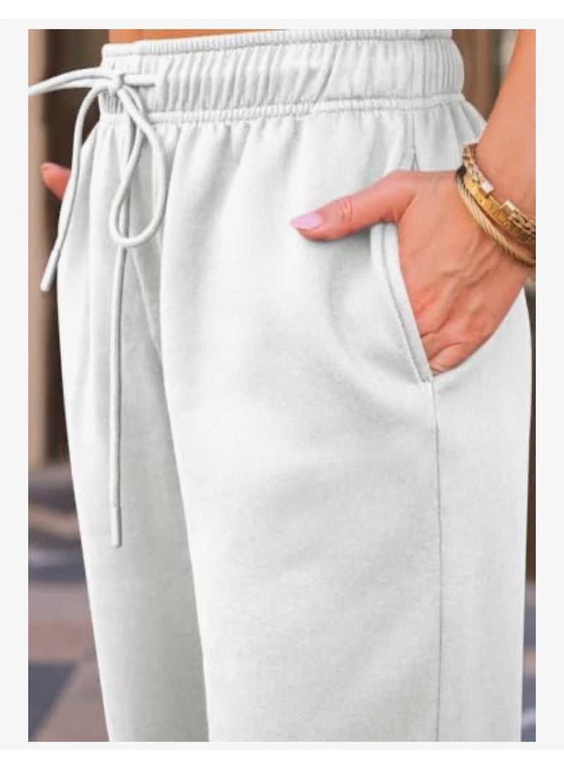 AUTOMET Women’s Fleece Lined Sweatpants, Wide Straight Leg Pants - Image 5