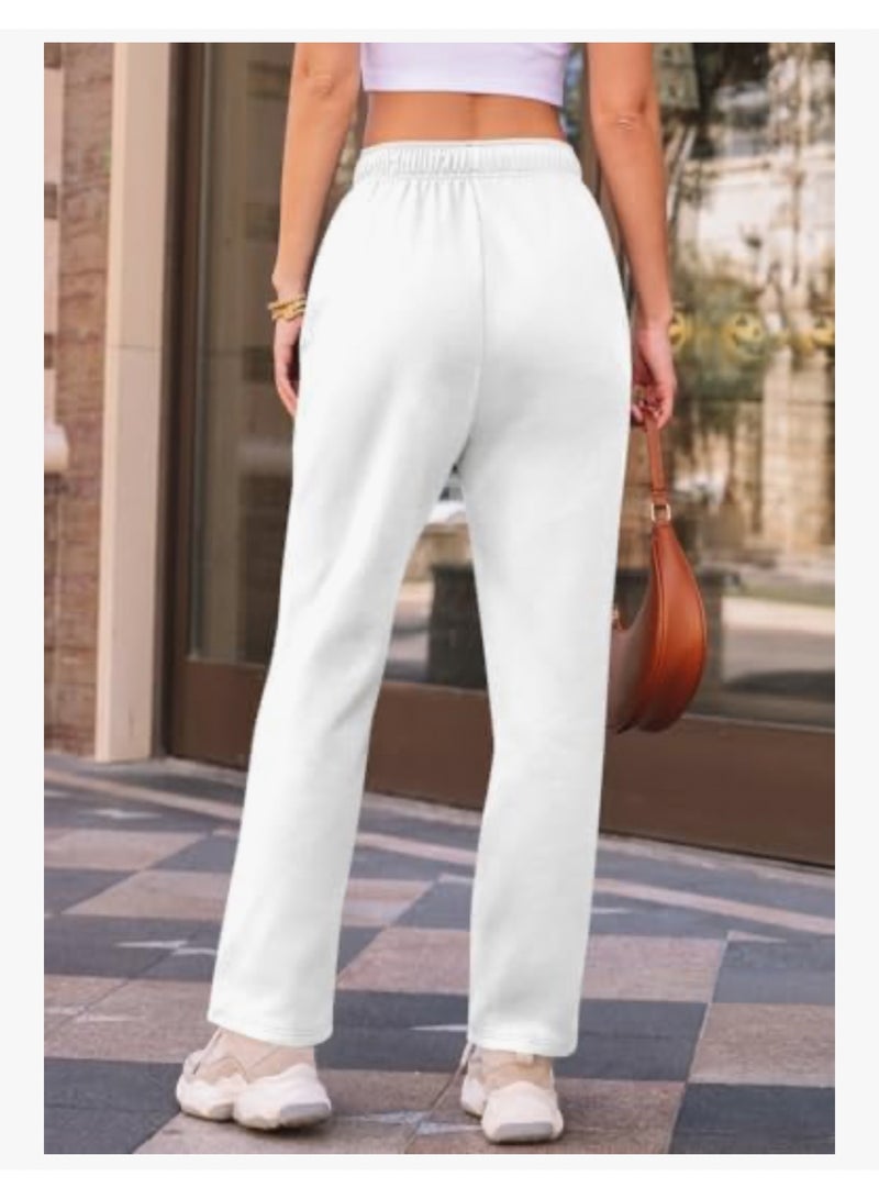 AUTOMET Women’s Fleece Lined Sweatpants, Wide Straight Leg Pants - Image 4