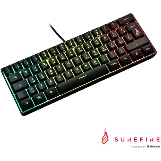 SUREFIRE KINGPIN X1 60% GAMING KEYBOARD ITALIAN, GAMING MULTIMEDIA KEYBOARD SMALL & MOBILE, RGB KEYBOARD WITH LIGHTING, 25 ANTI-GHOSTING KEYS, ITALIAN LAYOUT QWERTY - Image 3