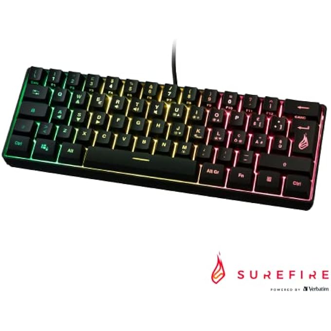 SUREFIRE KINGPIN X1 60% GAMING KEYBOARD ITALIAN, GAMING MULTIMEDIA KEYBOARD SMALL & MOBILE, RGB KEYBOARD WITH LIGHTING, 25 ANTI-GHOSTING KEYS, ITALIAN LAYOUT QWERTY - Image 2