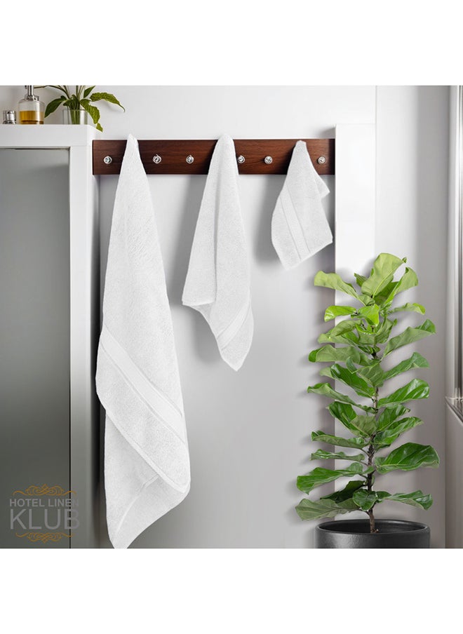 Hotel Linen Klub Hotel Linen Klub LUXURY PACK of 3  Antimicrobial  Bathroom Towel Set 100% Cotton 650 GSM Terry Dobby Border Ring Spun Super Soft Quick Dry Highly Absorbent-Bath Towel Hand Towel and Face Towel White  - Image 4