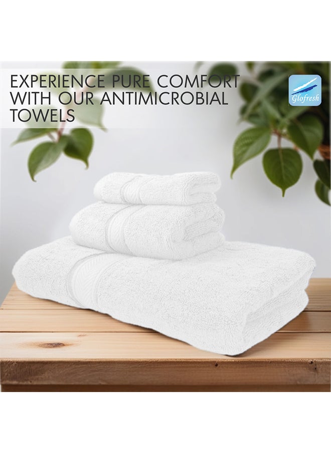 Hotel Linen Klub Hotel Linen Klub LUXURY PACK of 3  Antimicrobial  Bathroom Towel Set 100% Cotton 650 GSM Terry Dobby Border Ring Spun Super Soft Quick Dry Highly Absorbent-Bath Towel Hand Towel and Face Towel White  - Image 2