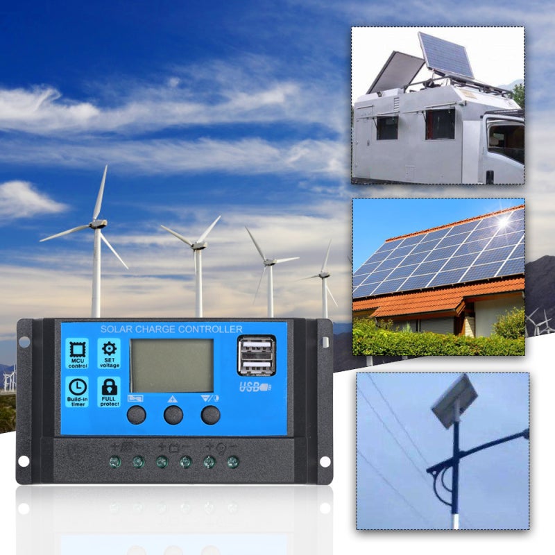 Solar Charge Controller: 50A Blue - Dual 5V/2.5A USB Output Multi-Protection Lead-Acid Battery Charger for Home Industrial Commercial Use - Image 5