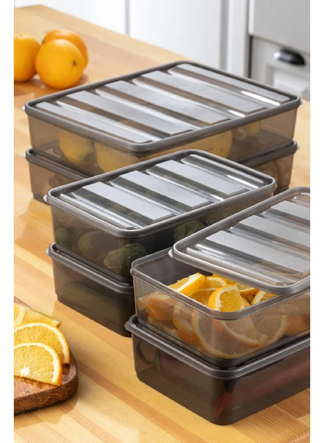 Vienev 6-Piece Bella Refrigerator Organizer Anthracite 2x(3.5 Liter) 4x(1.75 Liter)