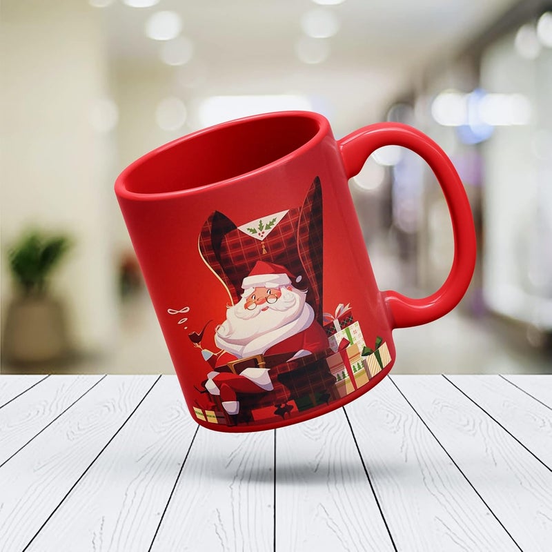 V Kraft Merry Christmas Quote Printed Inner Color Mugs Gift for Anyone On Christmas New Year Christmas Gift Combo Pack of 6 330ml Merry charistmas ab - Image 3