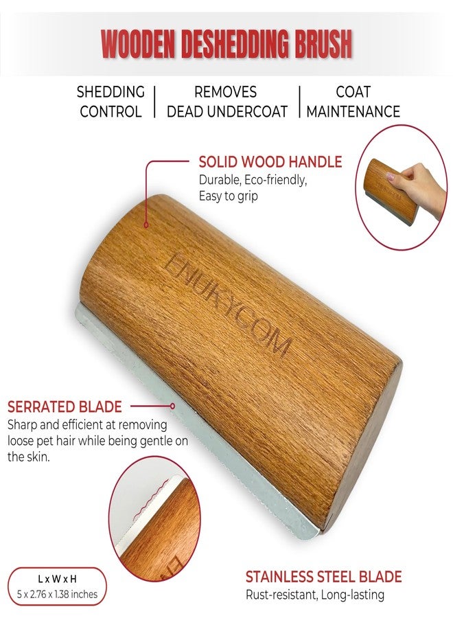 ENUKYCOM Wooden Pet Grooming Kit for Short-Haired & Double-Coated Dogs Cats Horses- Includes Bristle Brush, Massage Brushes & Deshedding Tools -Dog Brush for Shedding - Best Deshedding Comb - Idea Gift - Image 3